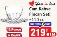 GLASS İN LOVE CAM KAHVE FİNCAN SETİ 110 CC